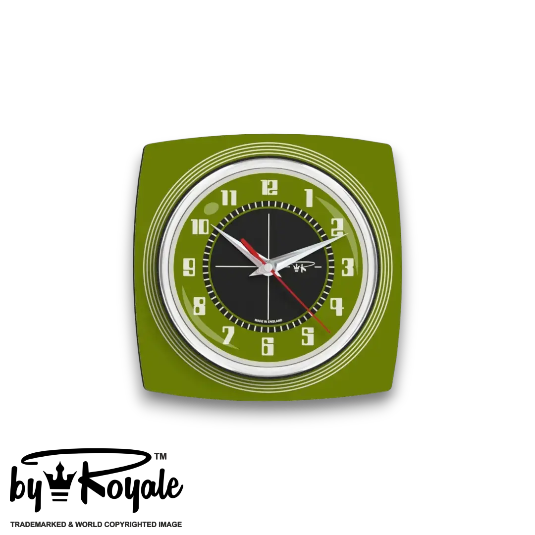 Mid Century Modern Royalexe Laminate Clock By Royale - Echo Avocado