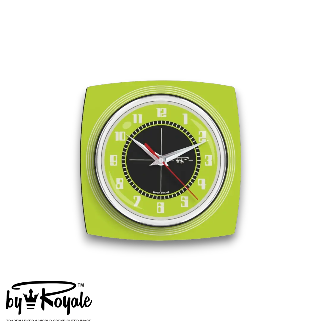Mid Century Modern Royalexe Laminate Clock By Royale - Echo Chartreuse