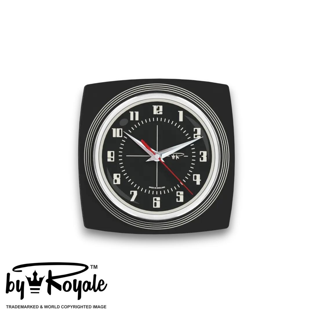 Mid Century Modern Royalexe Laminate Clock By Royale - Echo Jet Black