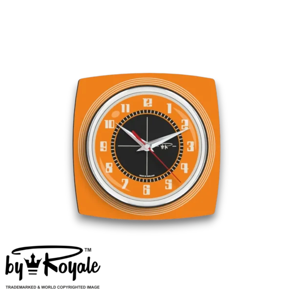 掛時計　エレコ　M2A　昭和レトロ Mid Century Modern Royalexe Laminate Clock By Royale - Echo Orange