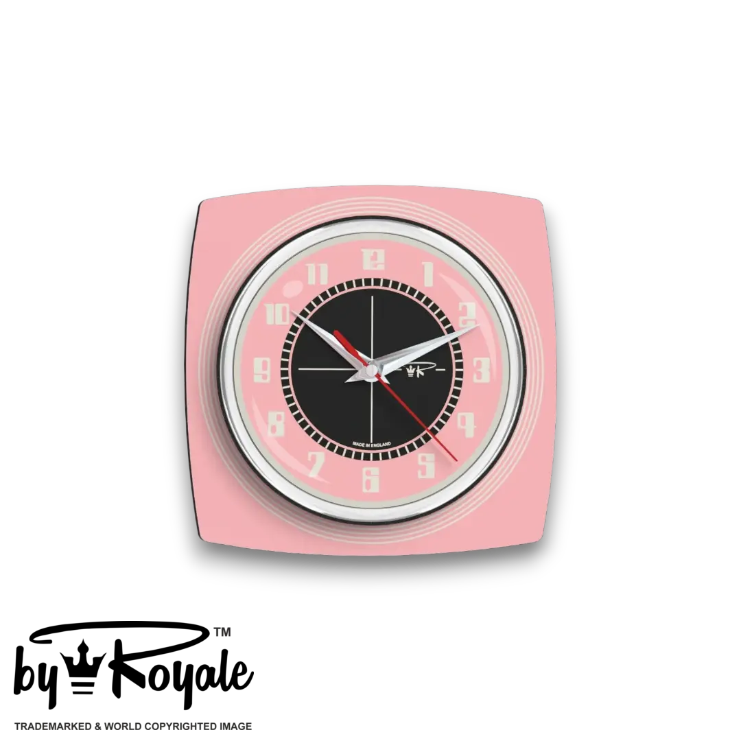 Mid Century Modern Royalexe Laminate Clock By Royale - Echo Pink