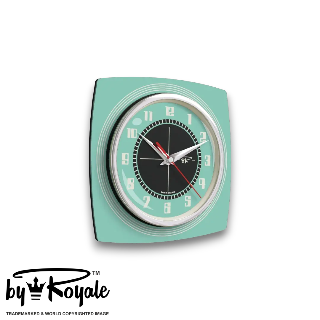 Mid Century Modern Royalexe Laminate Clock By Royale - Echo Aquastone