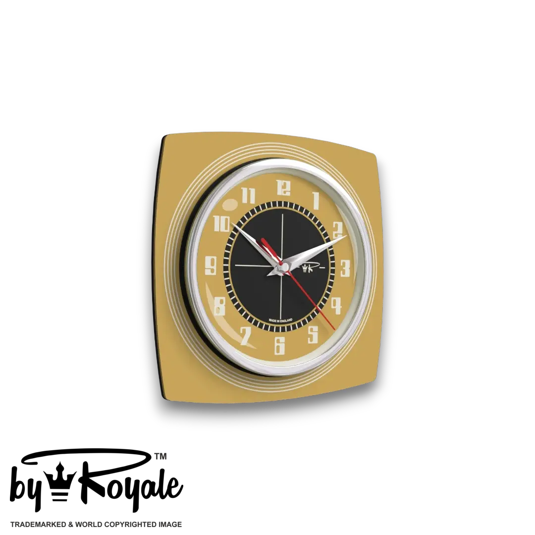 Mid Century Modern Royalexe Laminate Clock By Royale - Echo Burnt Gold gallery image