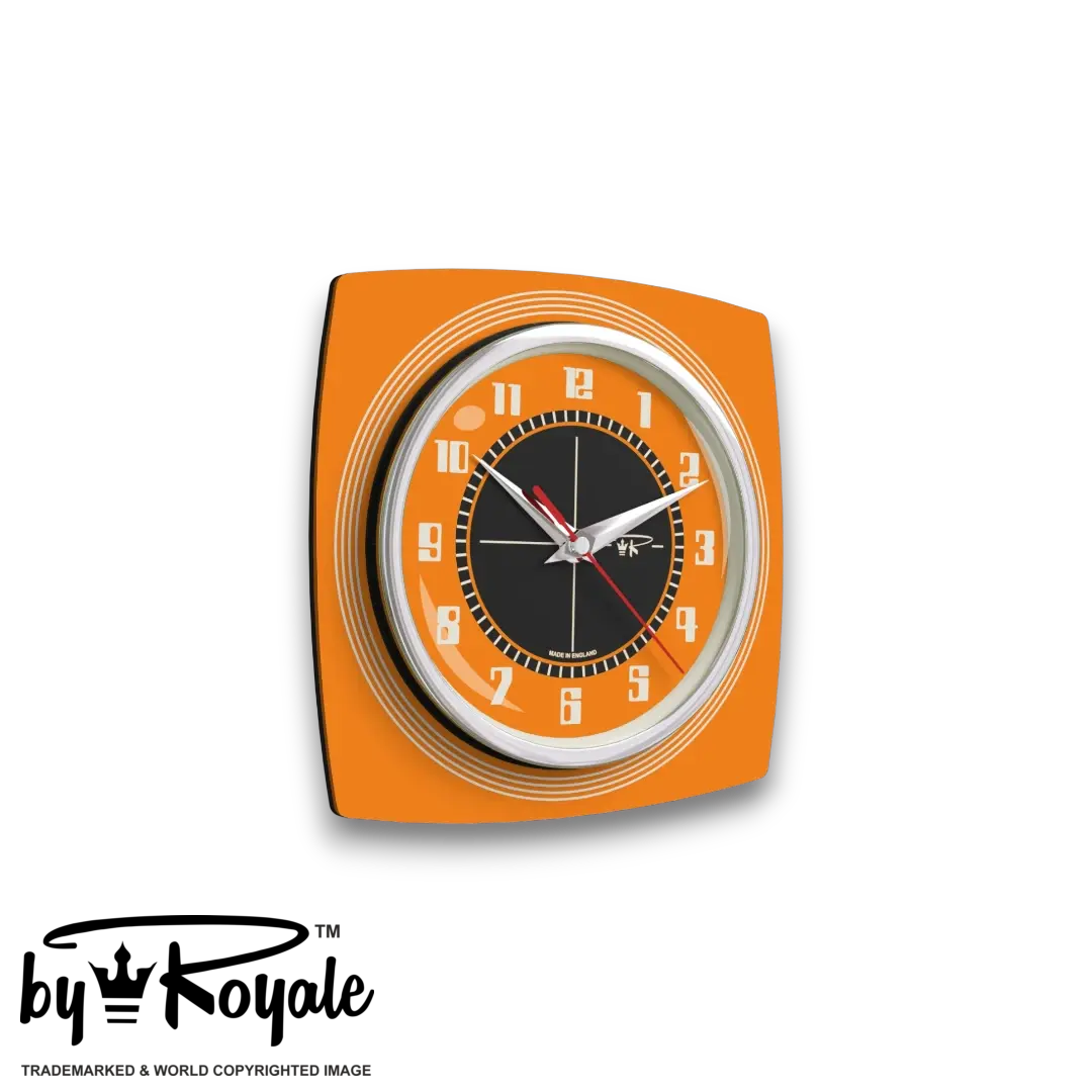 Mid Century Modern Royalexe Laminate Clock By Royale - Echo Orange gallery image
