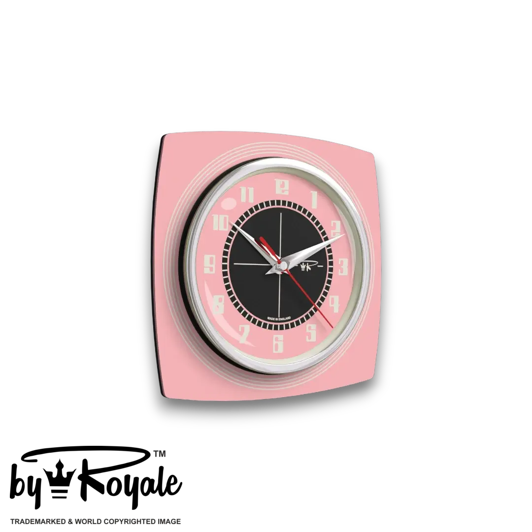 Mid Century Modern Royalexe Laminate Clock By Royale - Echo Pink gallery image