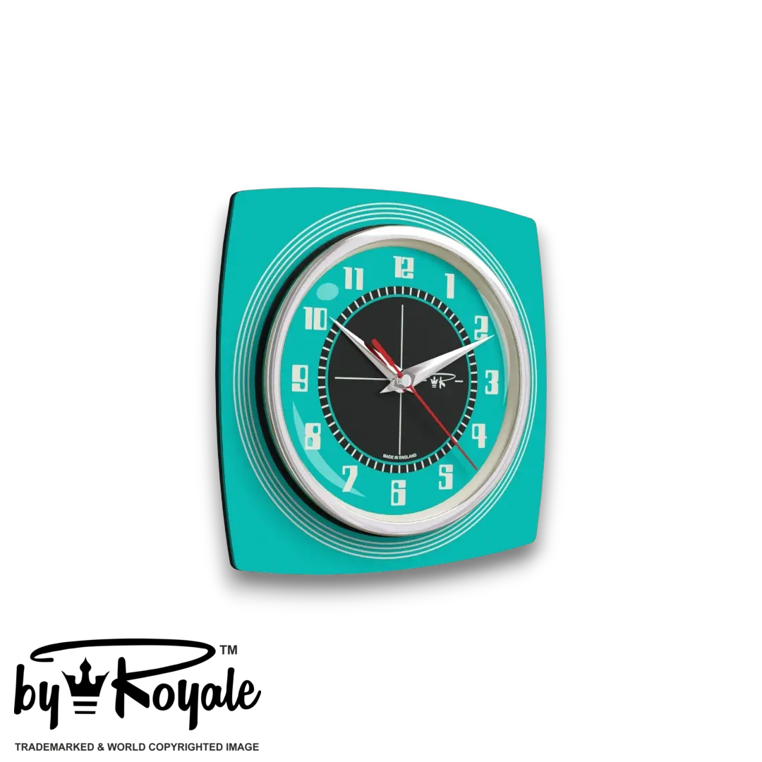 Mid Century Modern Royalexe Laminate Clock By Royale - Echo Turquoise gallery image