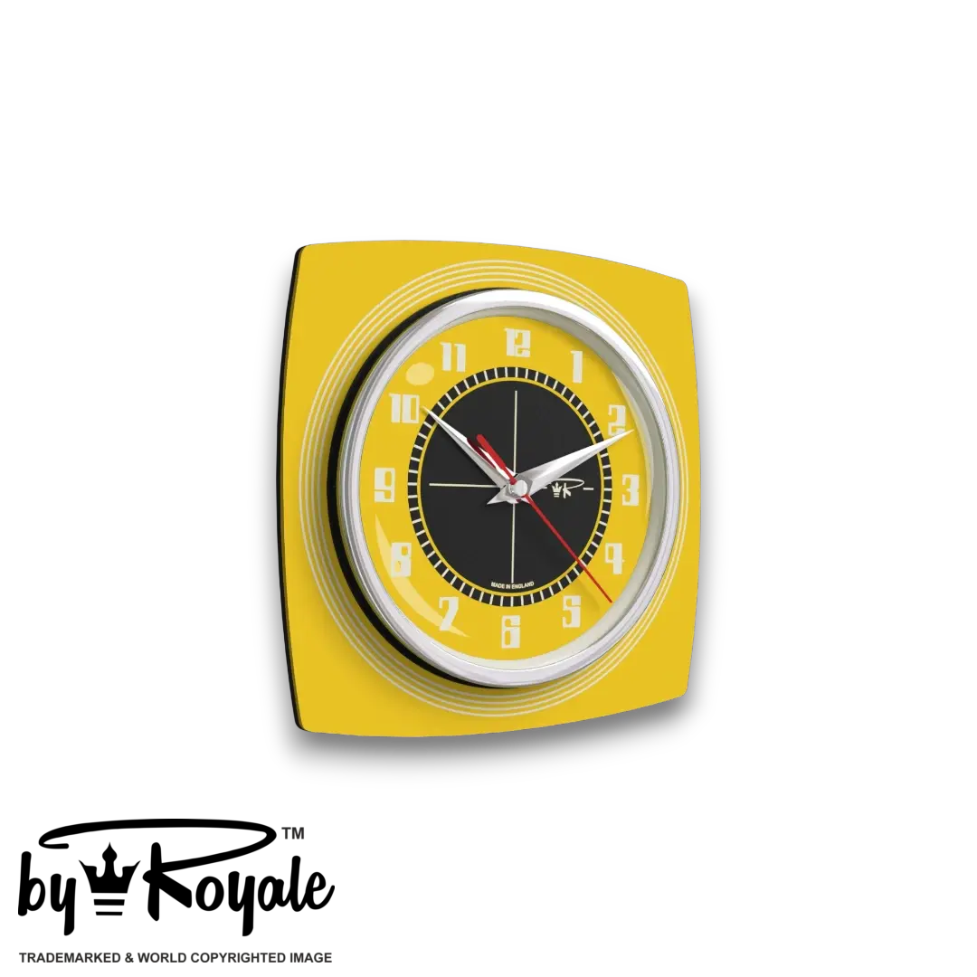 Mid Century Modern Royalexe Laminate Clock By Royale - Echo Yellow