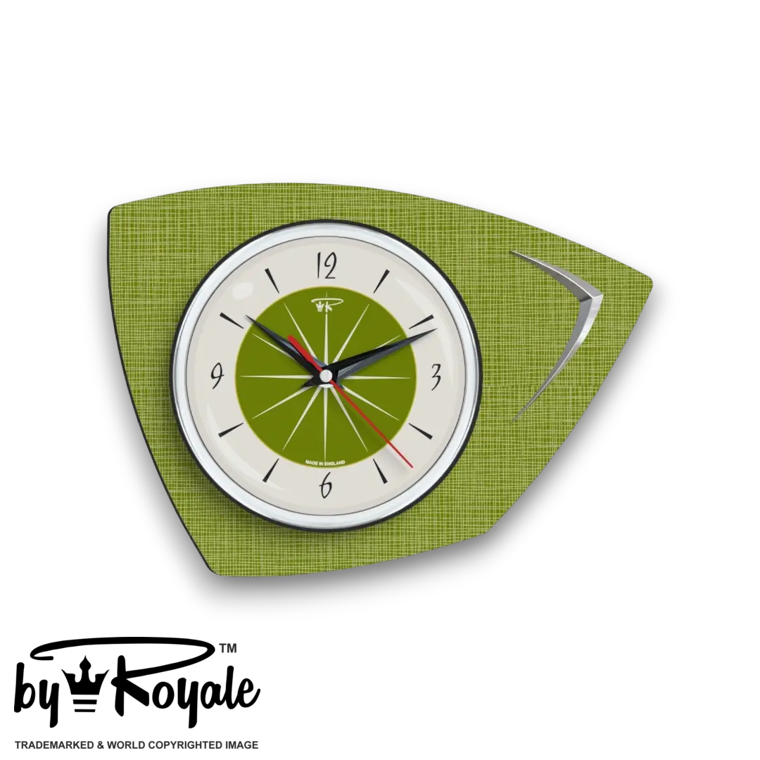 Mid Century Modern Royalexe Laminate Clock By Royale - Eclipse Avocado