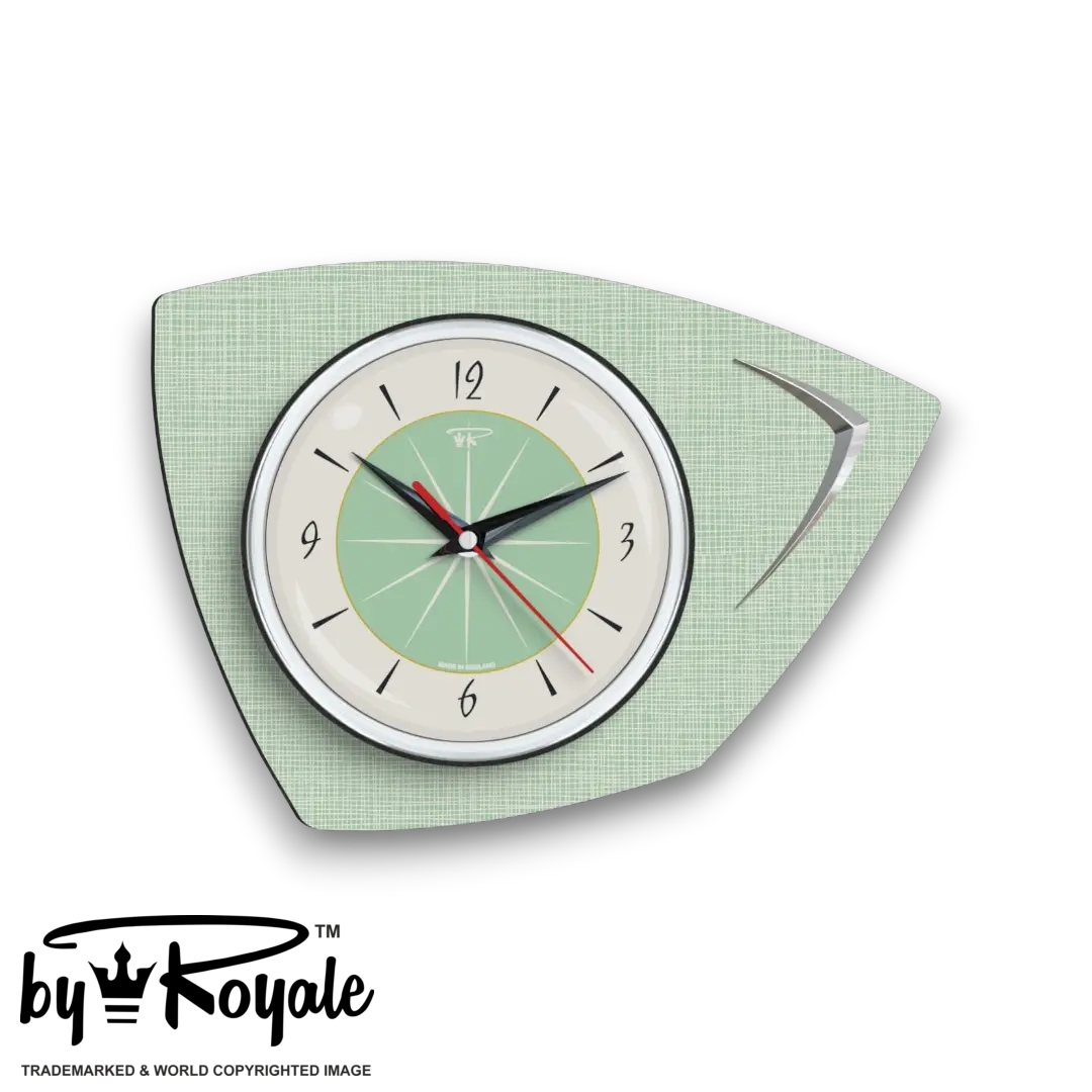 Mid Century Modern Royalexe Laminate Clock By Royale - Eclipse Mint Green