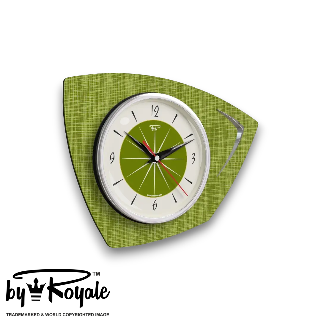 Mid Century Modern Royalexe Laminate Clock By Royale - Eclipse Avocado gallery image