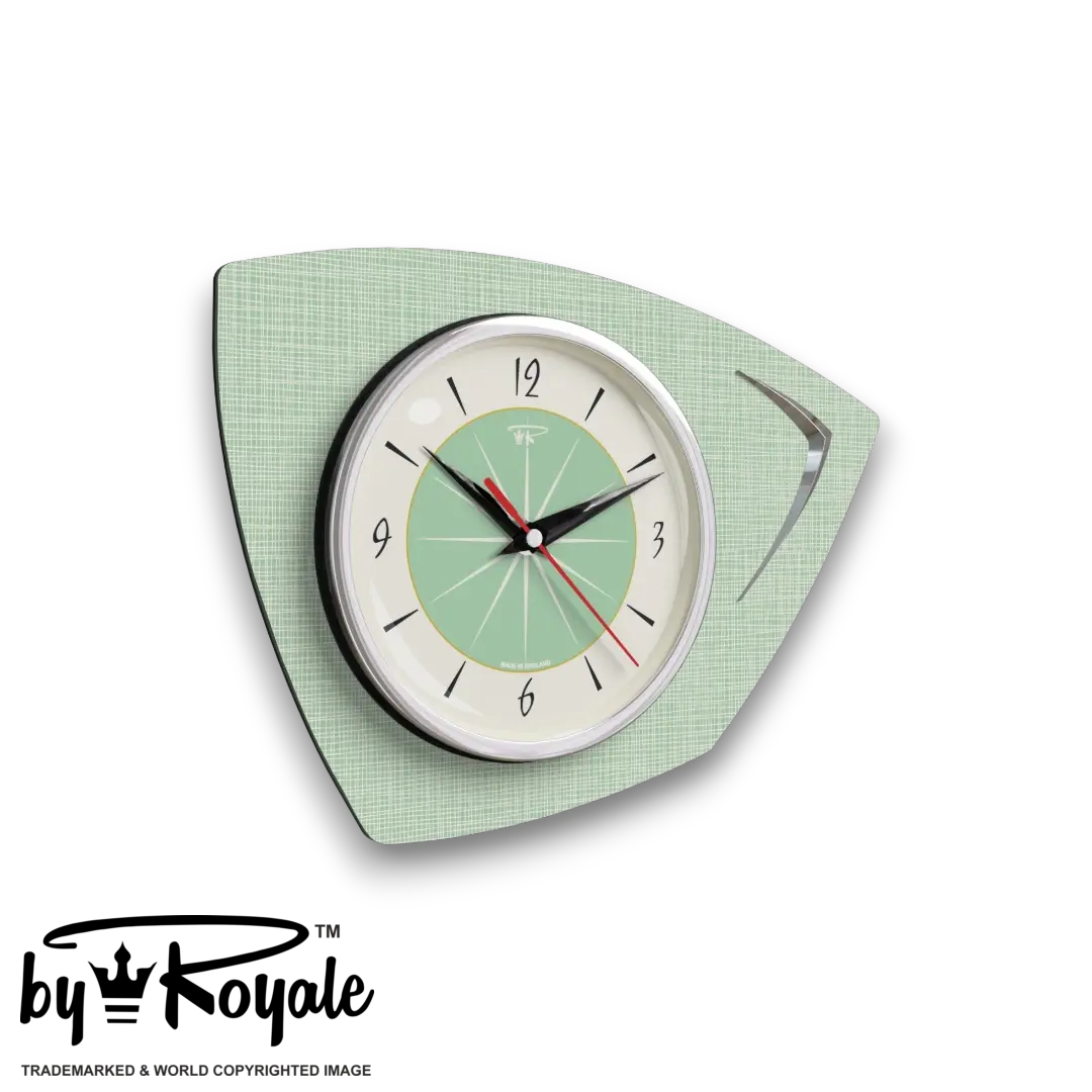 Mid Century Modern Royalexe Laminate Clock By Royale - Eclipse Mint Green gallery image