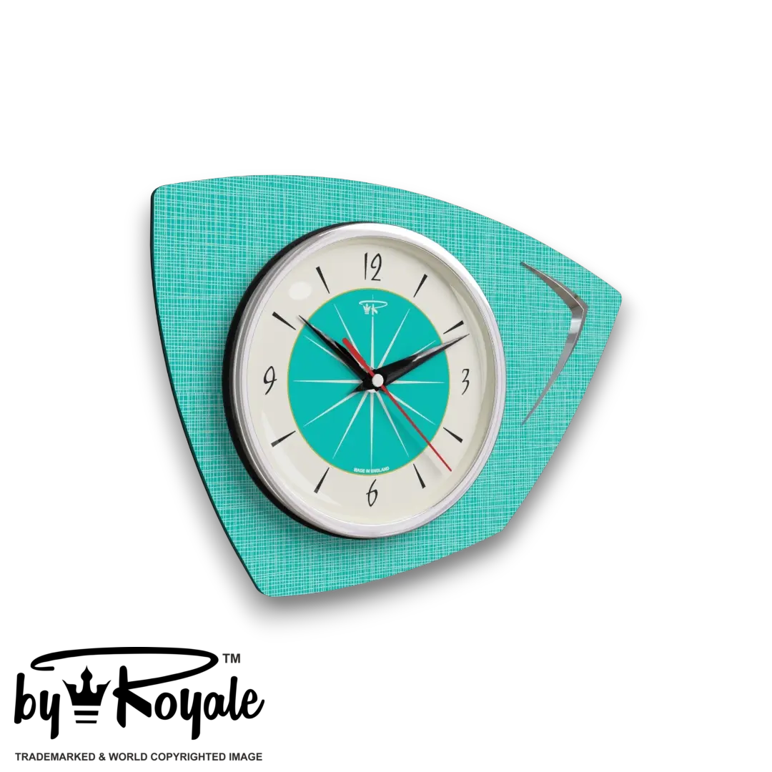 Mid Century Modern Royalexe Laminate Clock By Royale - Eclipse Turquoise gallery image