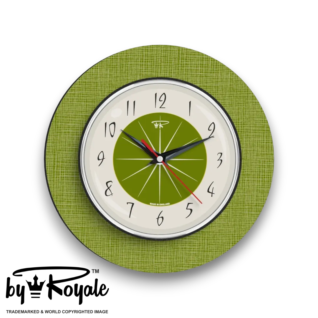 Mid Century Modern Royalexe Laminate Wall Clock By Royale - Hubb in Avocado