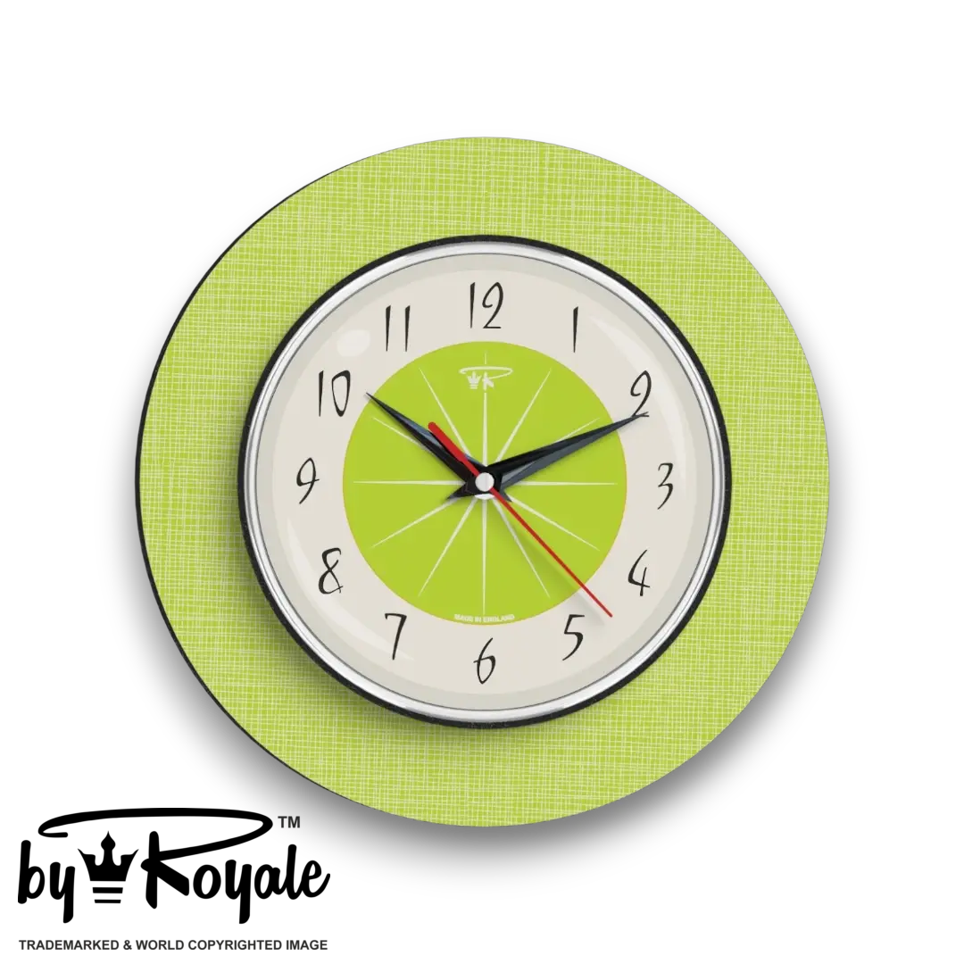 Mid Century Modern Royalexe Laminate Wall Clock By Royale - Hubb in Chartreuse
