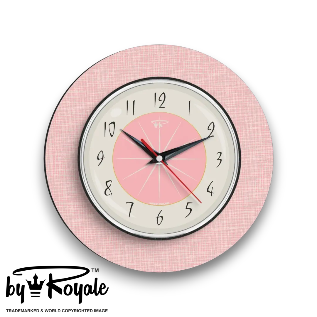 Mid Century Modern Royalexe Laminate Wall Clock By Royale - Hubb in Pink