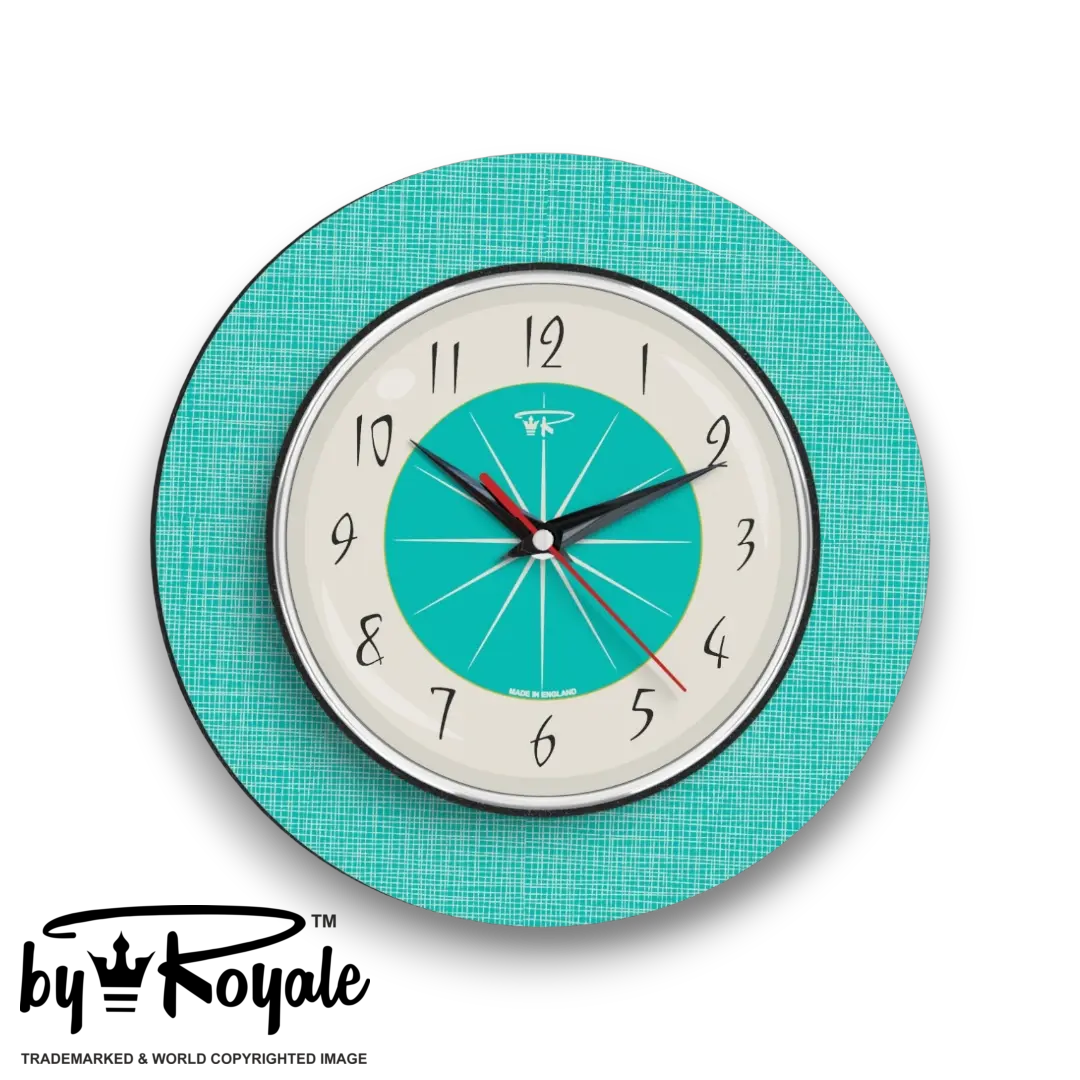 Mid Century Modern Royalexe Laminate Wall Clock By Royale - Hubb in Turquoise
