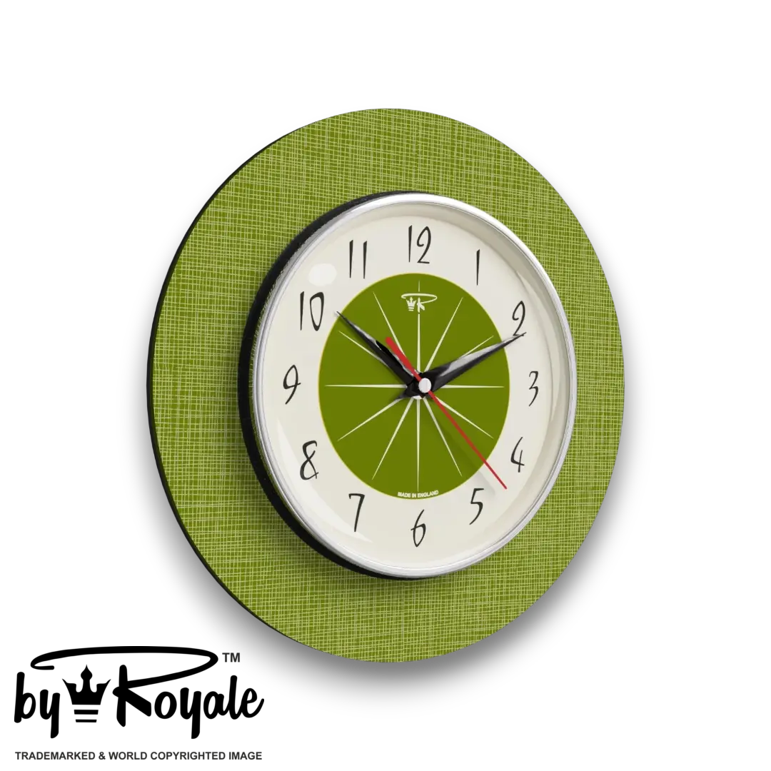 Mid Century Modern Royalexe Laminate Wall Clock By Royale - Hubb in Avocado gallery image