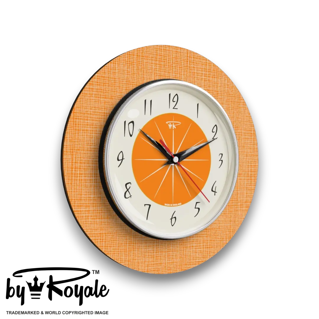 Mid Century Modern Royalexe Laminate Wall Clock By Royale - Hubb in Orange gallery image