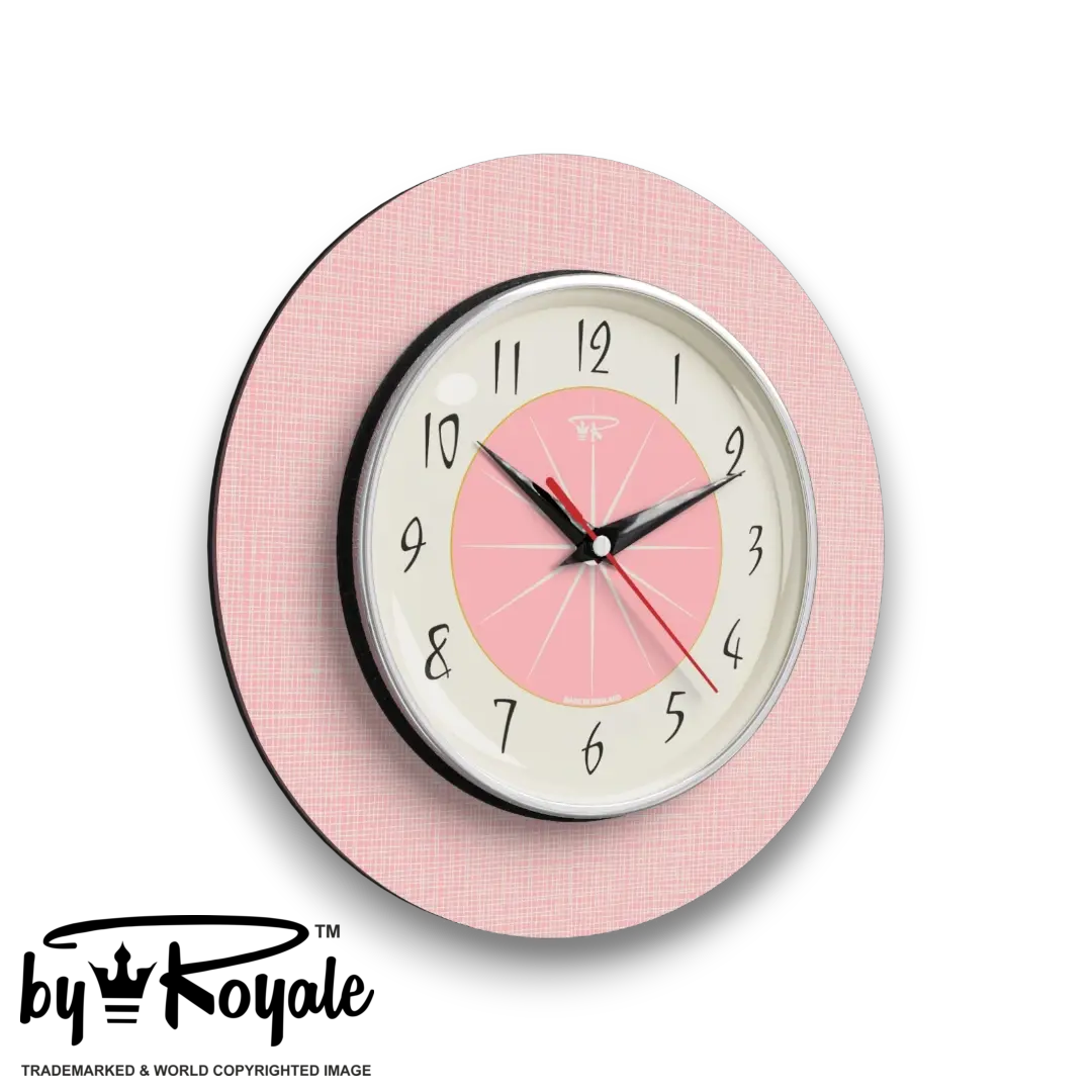 Mid Century Modern Royalexe Laminate Wall Clock By Royale - Hubb in Pink gallery image