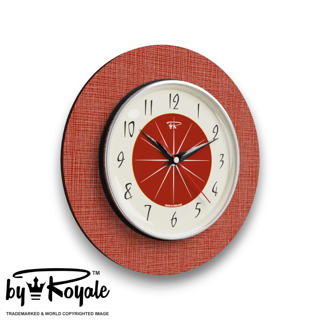 Mid Century Modern Royalexe Laminate Wall Clock By Royale - Hubb in Tomato Red gallery image