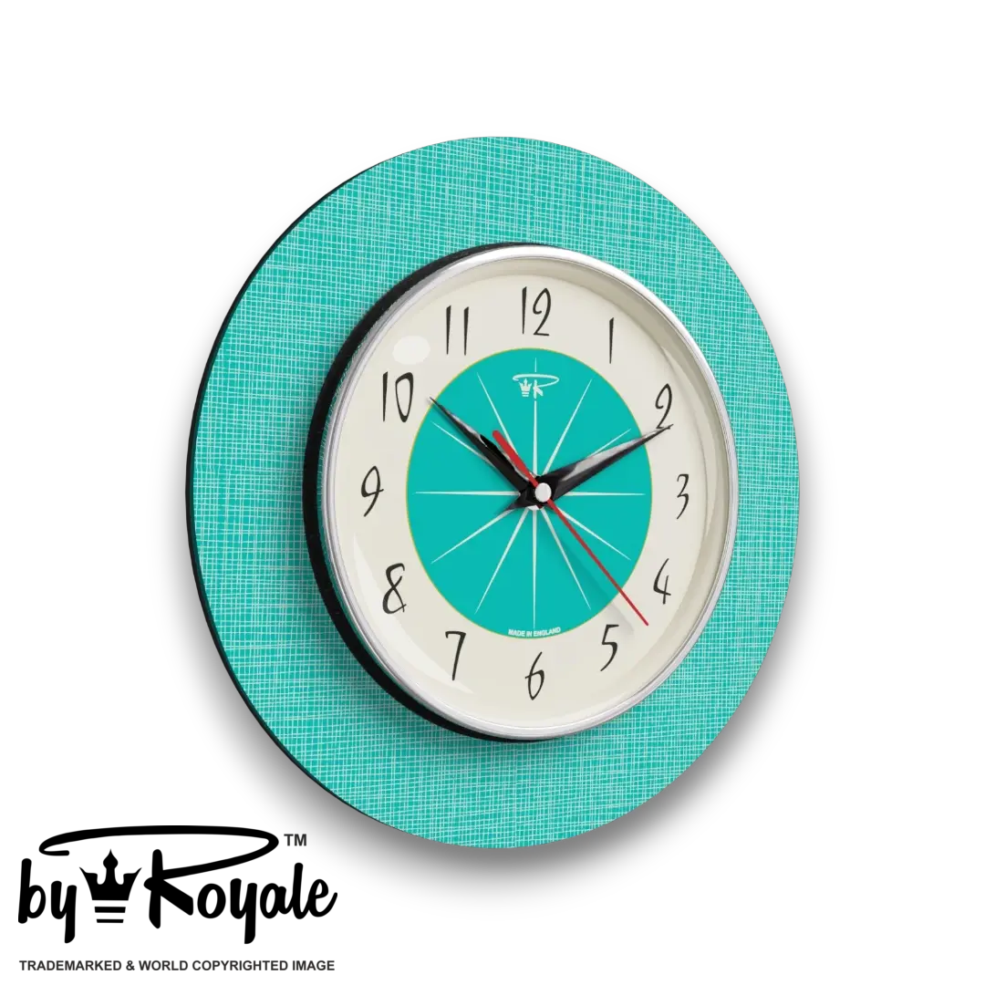 Mid Century Modern Royalexe Laminate Wall Clock By Royale - Hubb in Turquoise gallery image