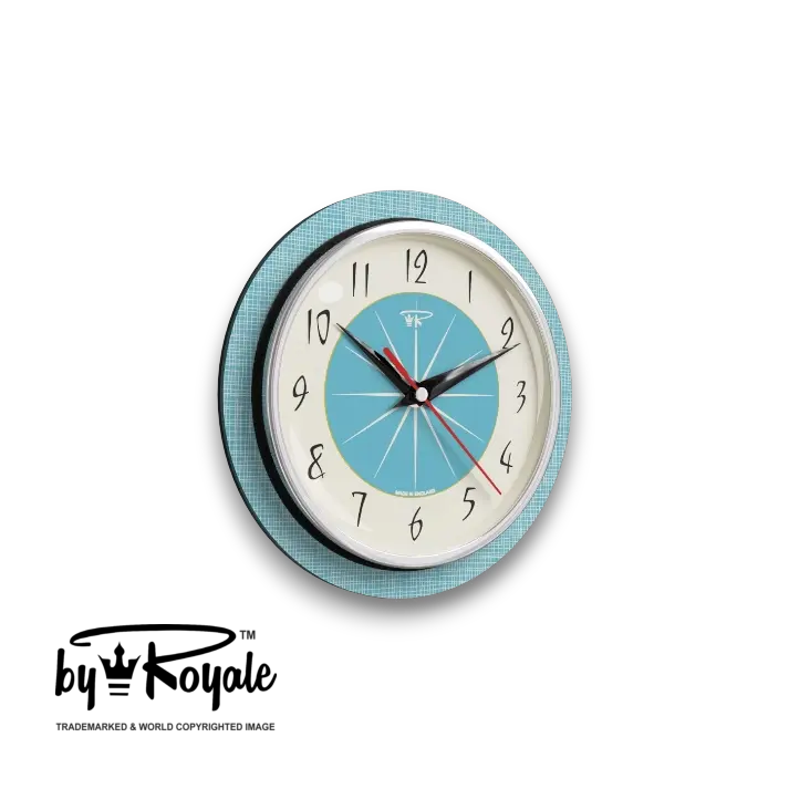 Mid Century Modern Royalexe Laminate Wall Clock By Royale - Hubb in Smeg Blue