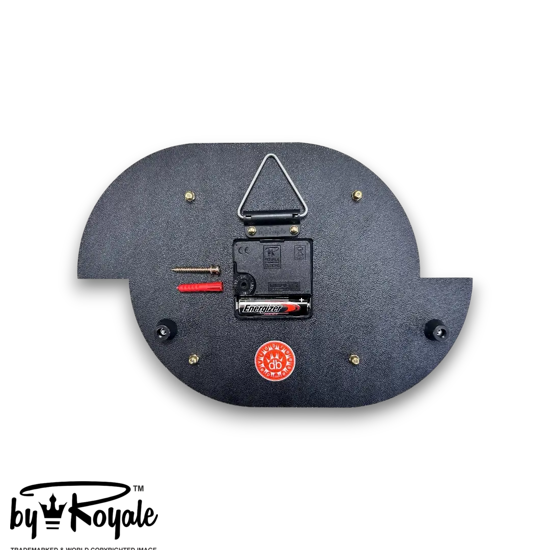 Mid Century Modern Royalexe Laminate Clock By Royale - Kandy Kane Jet Black