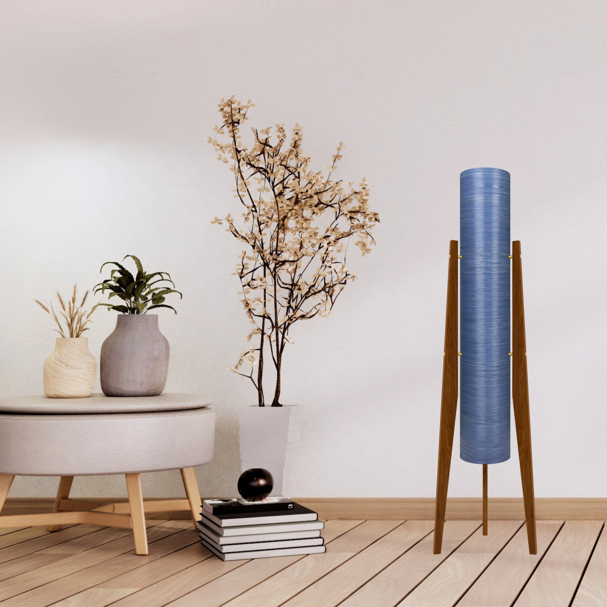 Mid-Century Modern Space Age Rocket Lamp By Royale - The Moonbase in Blue