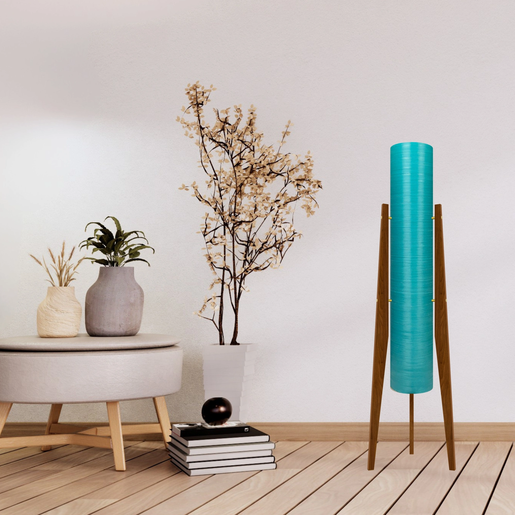 Mid-Century Modern Space Age Rocket Lamp By Royale - The Moonbase in Turquoise