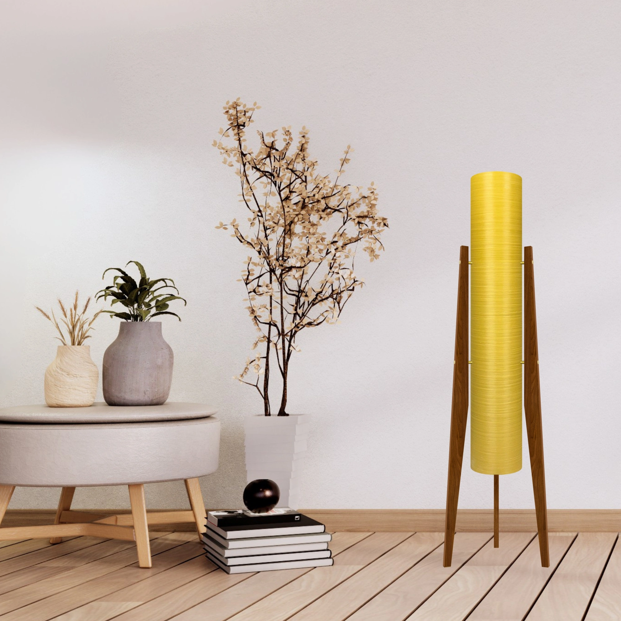 Mid-Century Modern Space Age Rocket Lamp By Royale - The Moonbase in Yellow