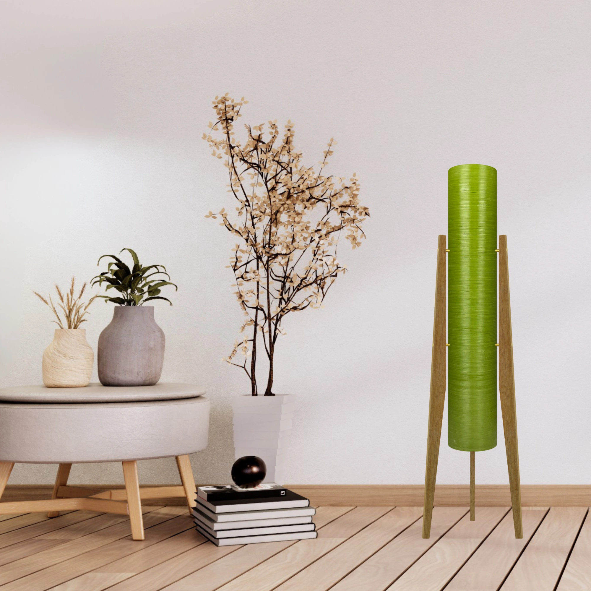 Mid-Century Modern Space Age Rocket Lamp By Royale - The Moonbase in Avocado