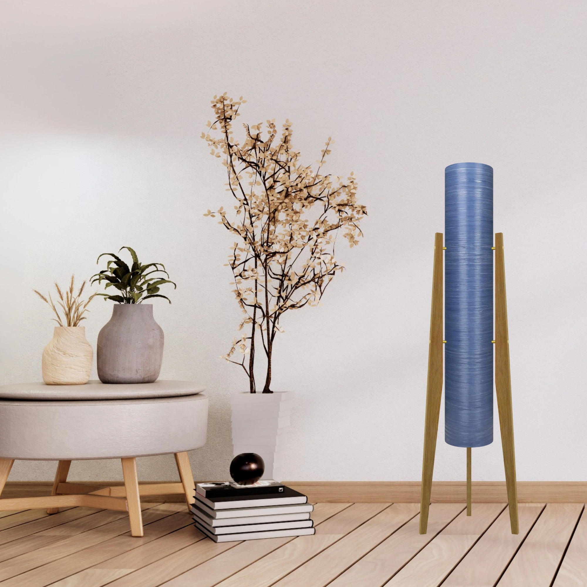 Mid-Century Modern Space Age Rocket Lamp By Royale - The Moonbase in Blue