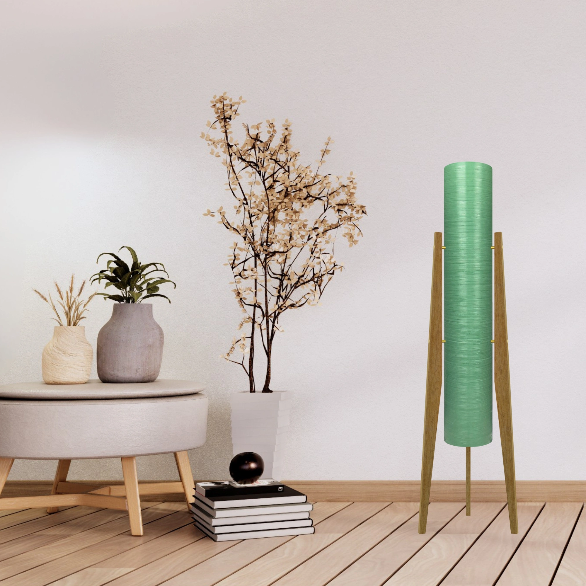 Mid-Century Modern Space Age Rocket Lamp By Royale - The Moonbase in Mint Green