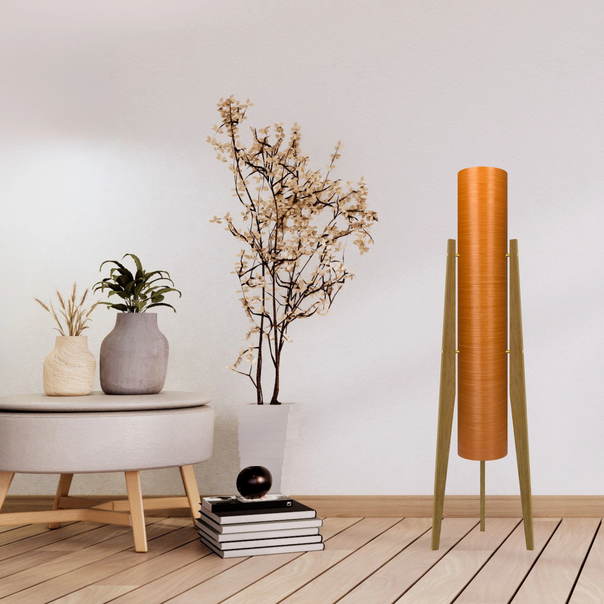 Mid-Century Modern Space Age Rocket Lamp By Royale - The Moonbase in Orange