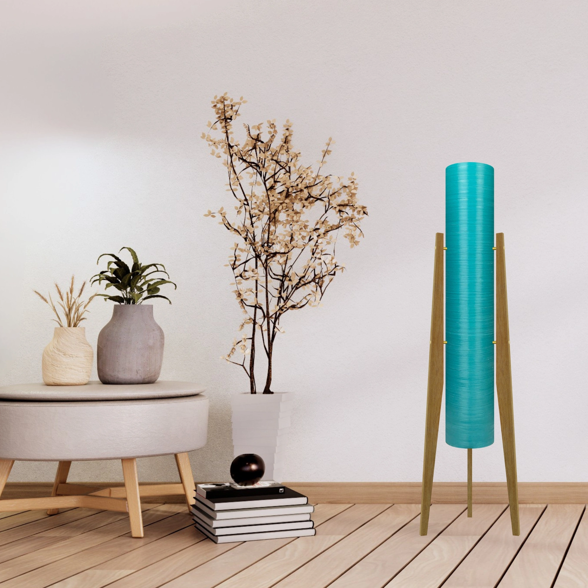 Mid-Century Modern Space Age Rocket Lamp By Royale - The Moonbase in Turquoise
