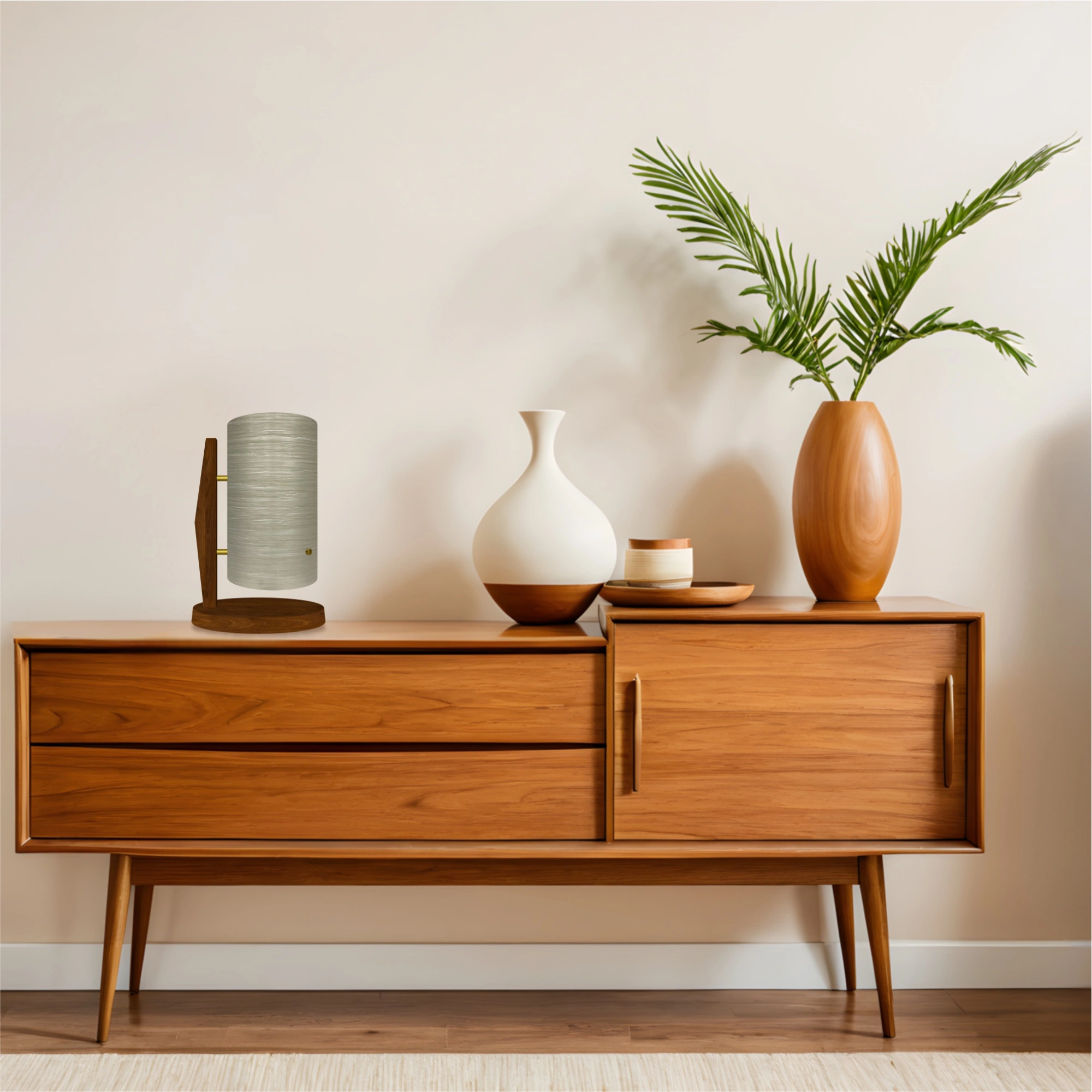 Mid-Century Modern Space Age Rocket Lamp By Royale - The Nebula in Stone Beige