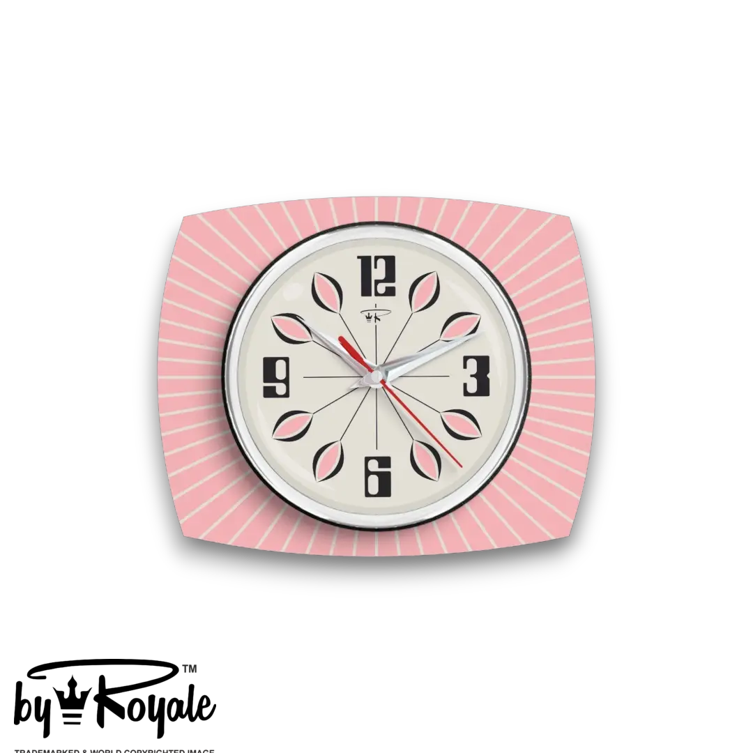 Mid Century Modern Royalexe Laminate Clock By Royale - Petal in Pink