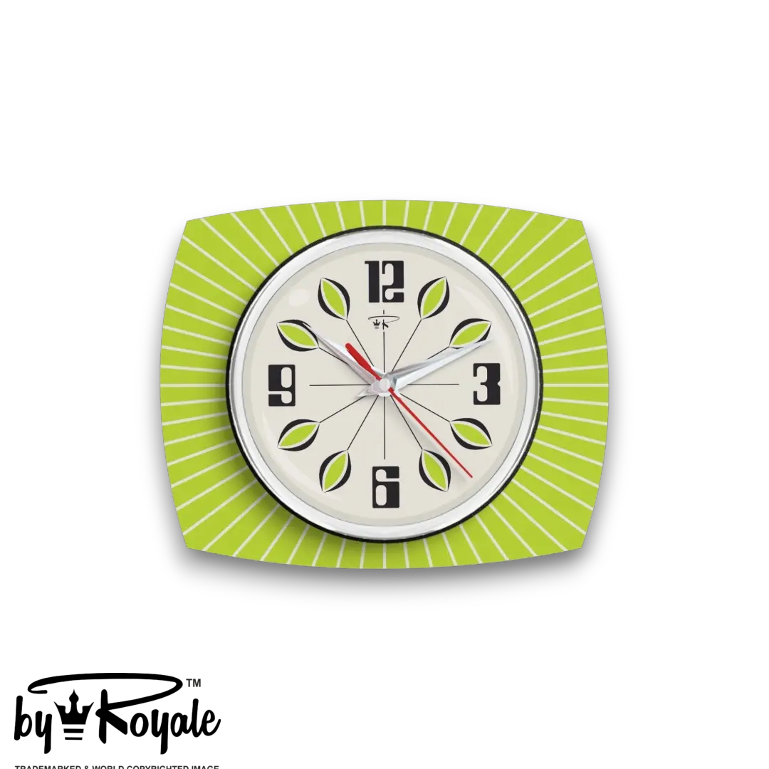 Mid Century Modern Royalexe Laminate Clock By Royale - Petal in Chartreuse