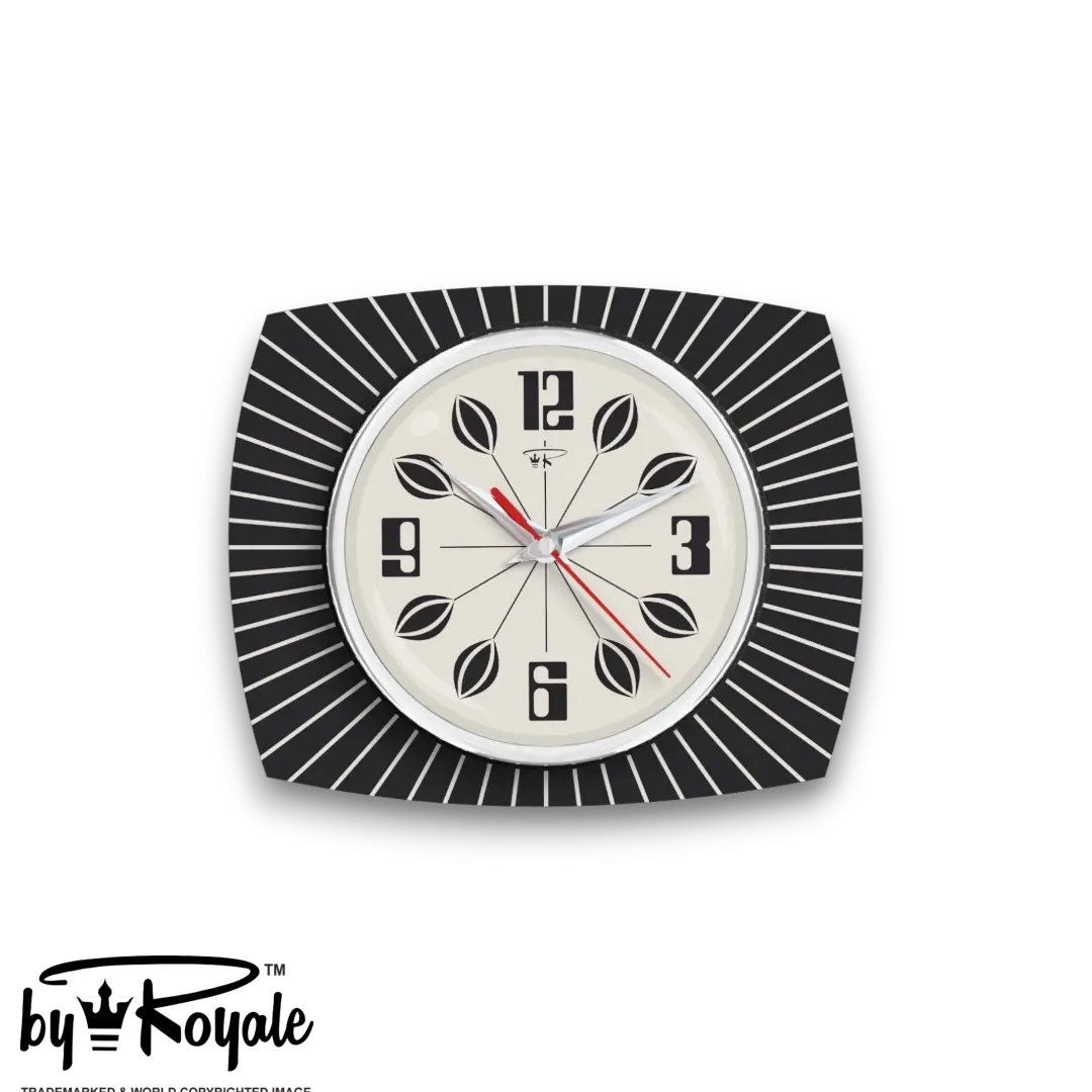 Mid Century Modern Royalexe Laminate Clock By Royale - Petal in Jet Black