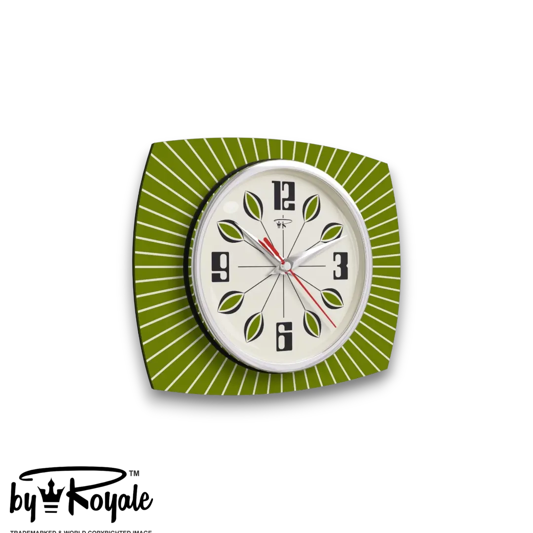 Mid Century Modern Royalexe Laminate Clock By Royale - Petal in Avocado gallery image