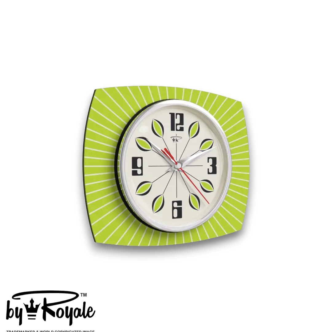 Mid Century Modern Royalexe Laminate Clock By Royale - Petal in Chartreuse gallery image
