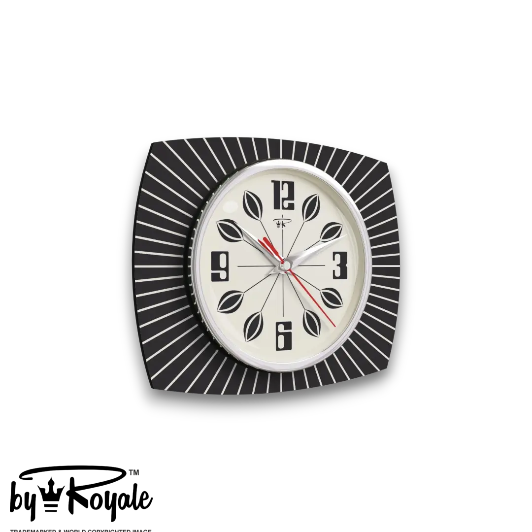 Mid Century Modern Royalexe Laminate Clock By Royale - Petal in Jet Black gallery image
