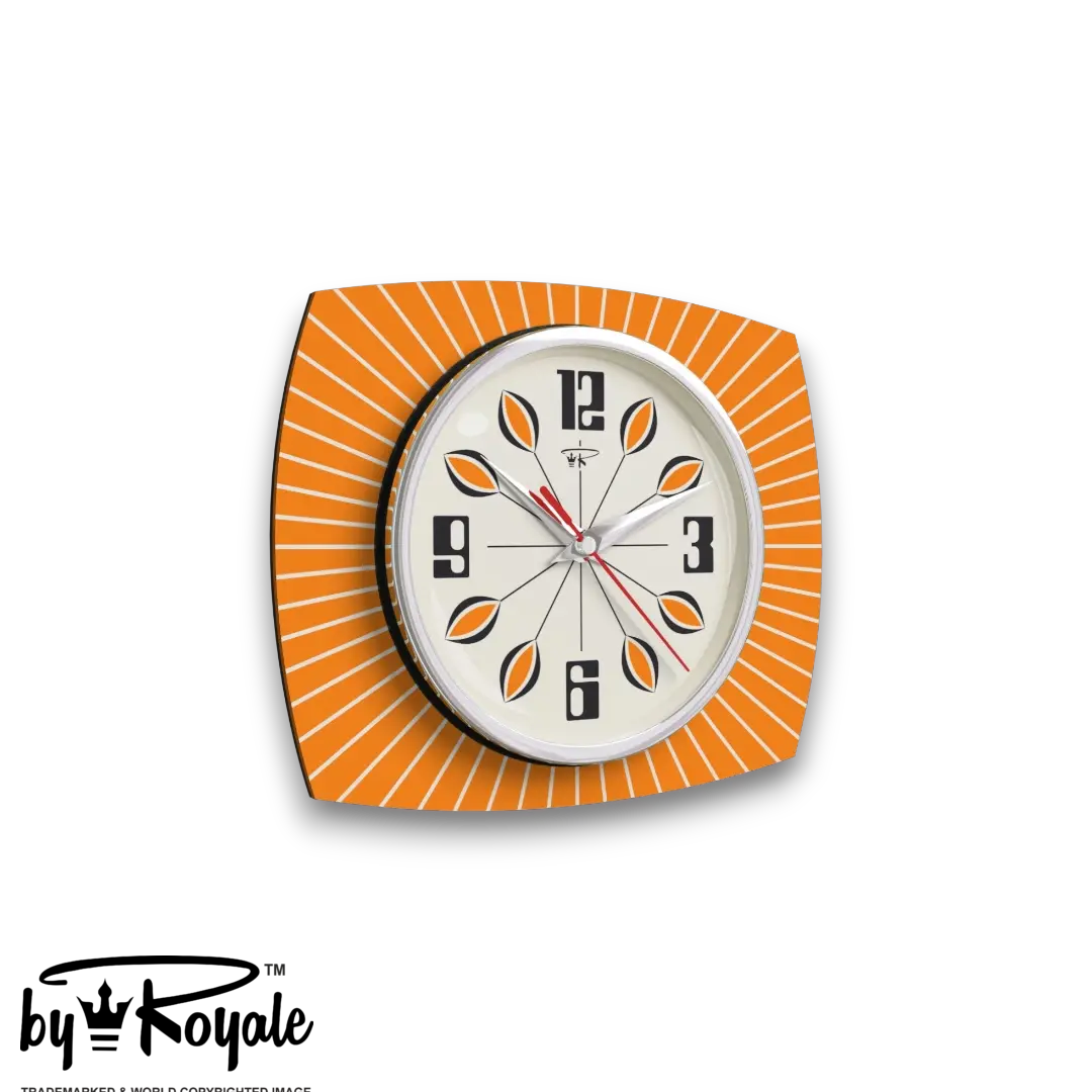 Mid Century Modern Royalexe Laminate Clock By Royale - Petal in Orange gallery image