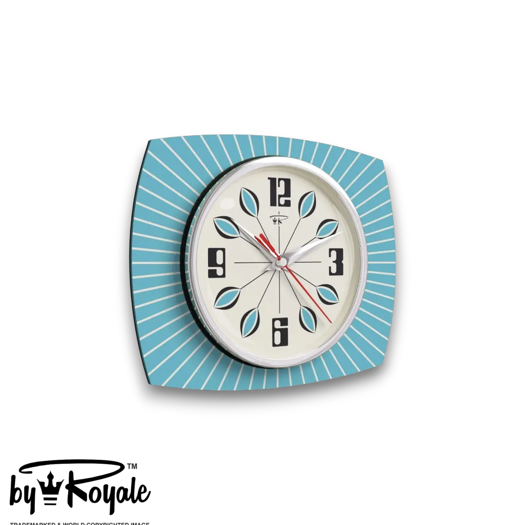 Mid Century Modern Royalexe Laminate Clock By Royale - Petal in Smeg Blue gallery image
