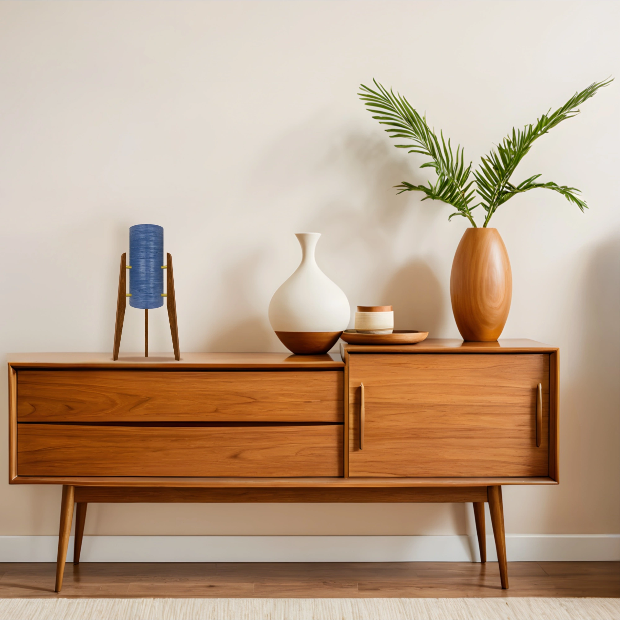 Mid-Century Modern Space Age Rocket Lamp By Royale - The Saturn in Blue