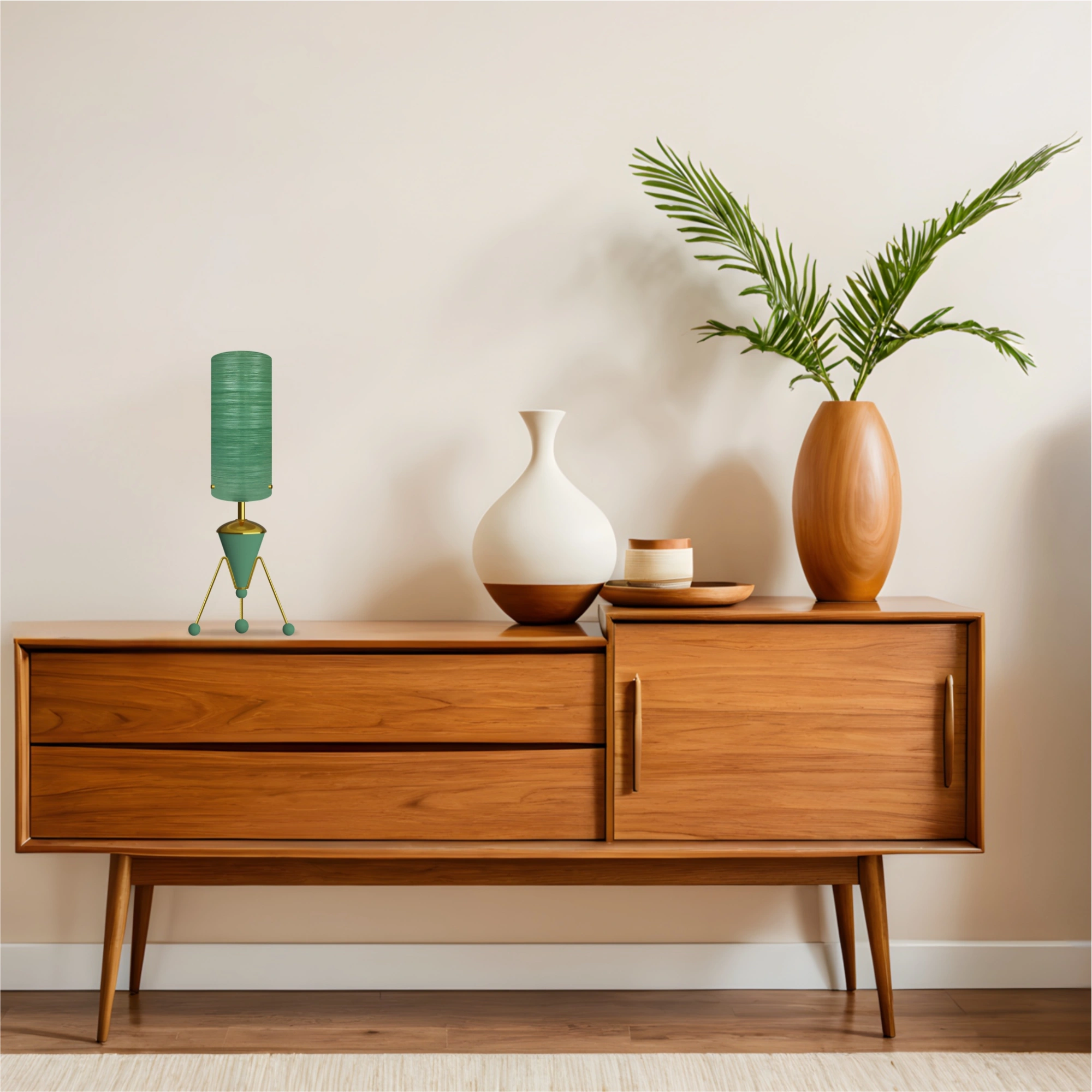 Mid-Century Modern Space Age Rocket Lamp By Royale - The Sputnik in Mint Green