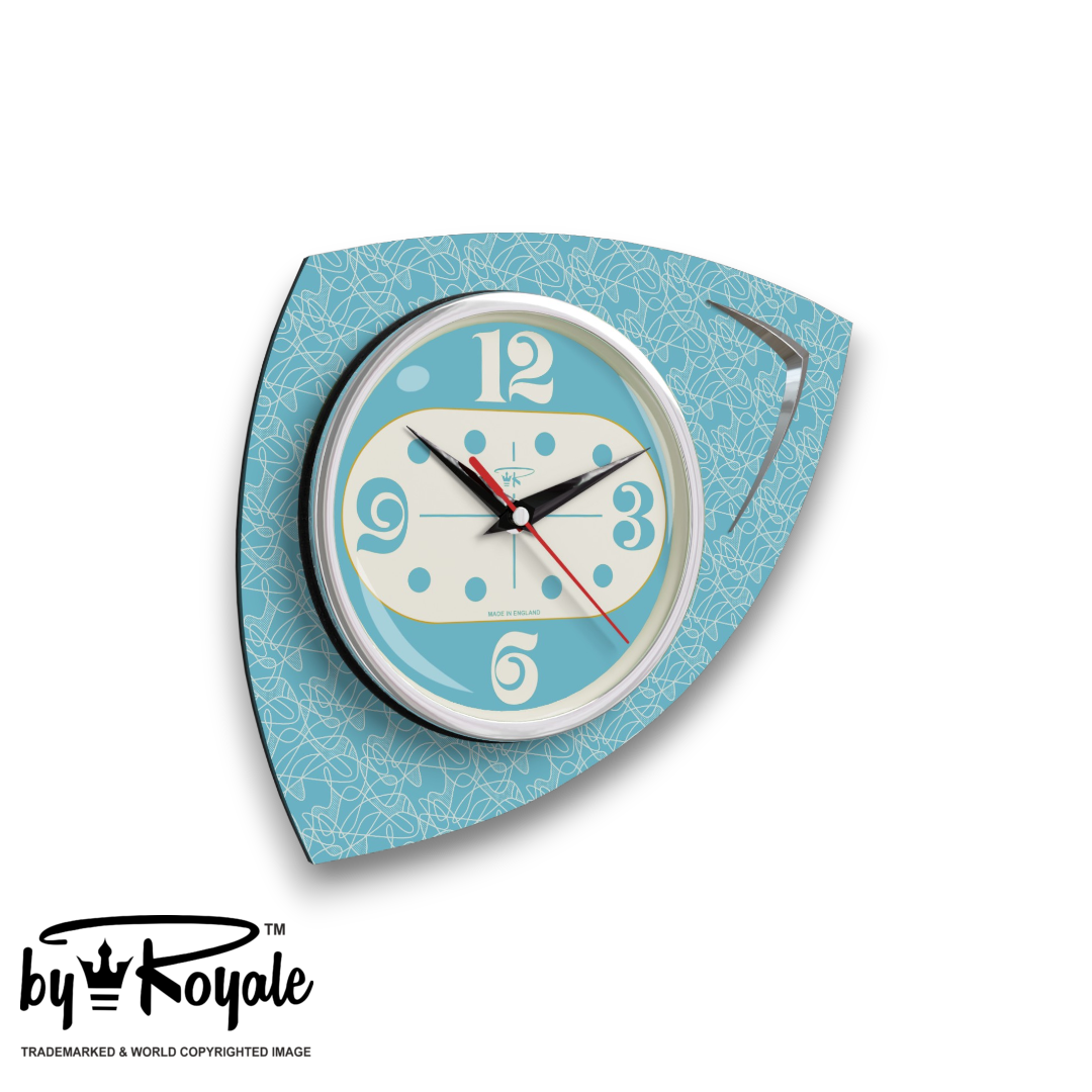 Mid Century Modern Royalexe Laminate Clock By Royale - Vertex in Smeg Blue gallery image