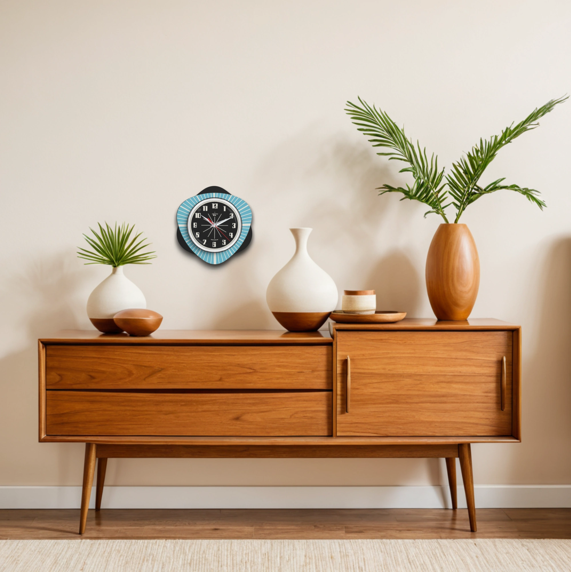 Mid Century Modern Royalexe Laminate Clock By Royale - Vogue Smeg Blue