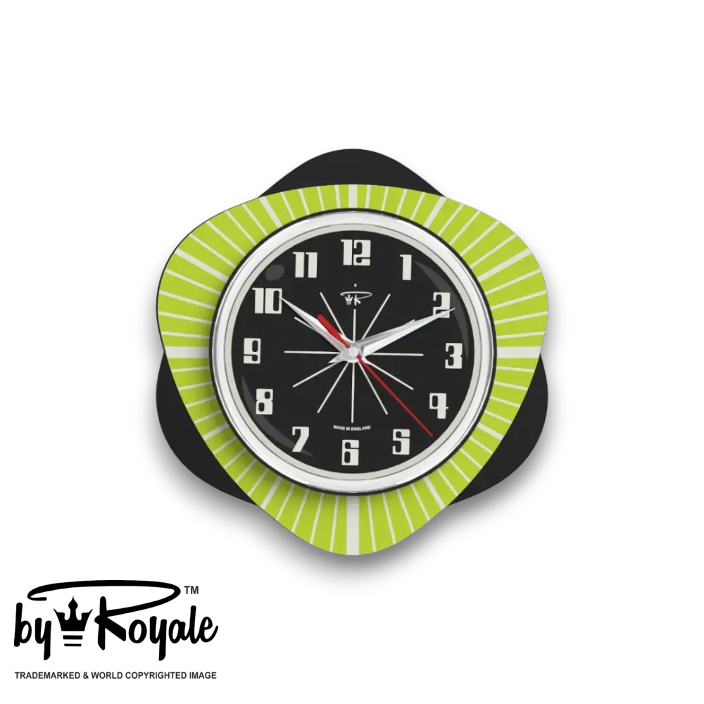 Mid Century Modern Royalexe Laminate Clock By Royale - Vogue Chartreuse