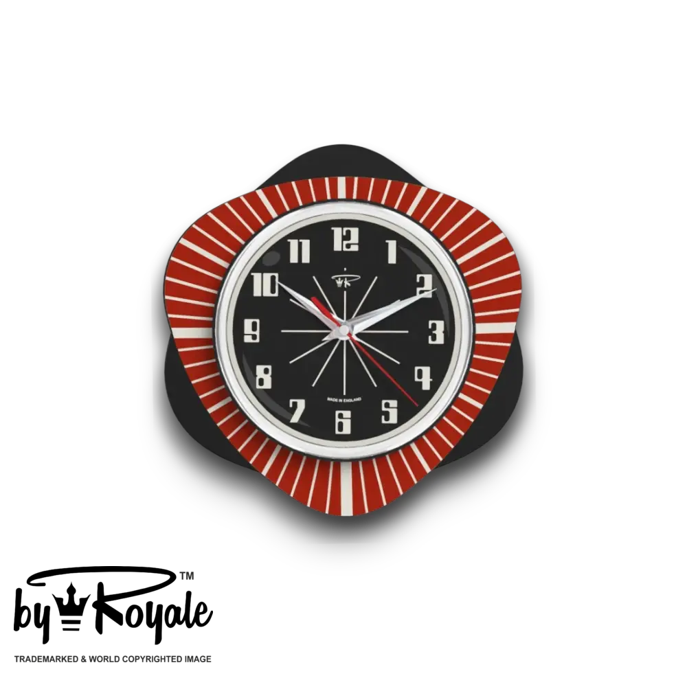 Mid Century Modern Royalexe Laminate Clock By Royale - Vogue Tomato Red